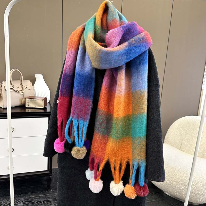 Women's Plush Fringed Scarf, Wool, Everyday