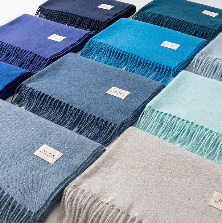 Women's Solid Color Knit Scarf, Plush with Fringes