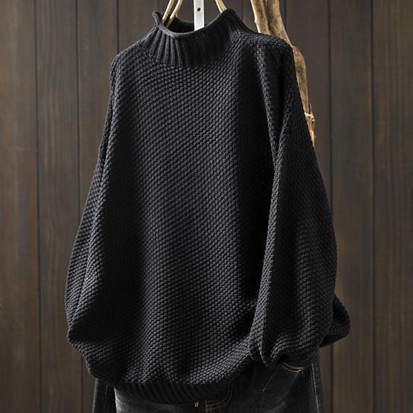 Women's solid color sweater, loose, elegant, mock turtleneck, everyday wear