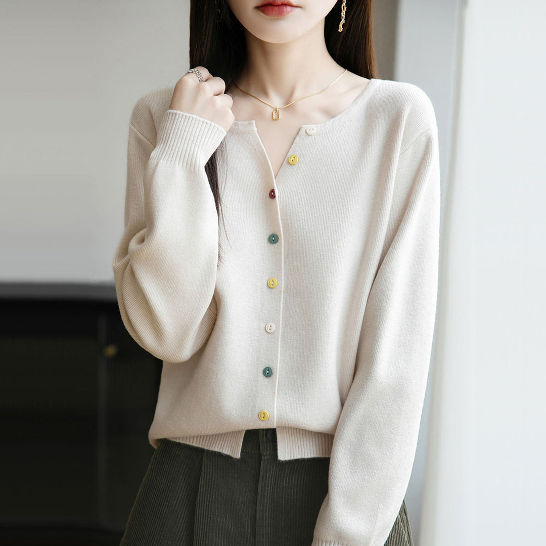 Elegant and lightweight women's cardigan with a V-neck, button-up, available in various colors