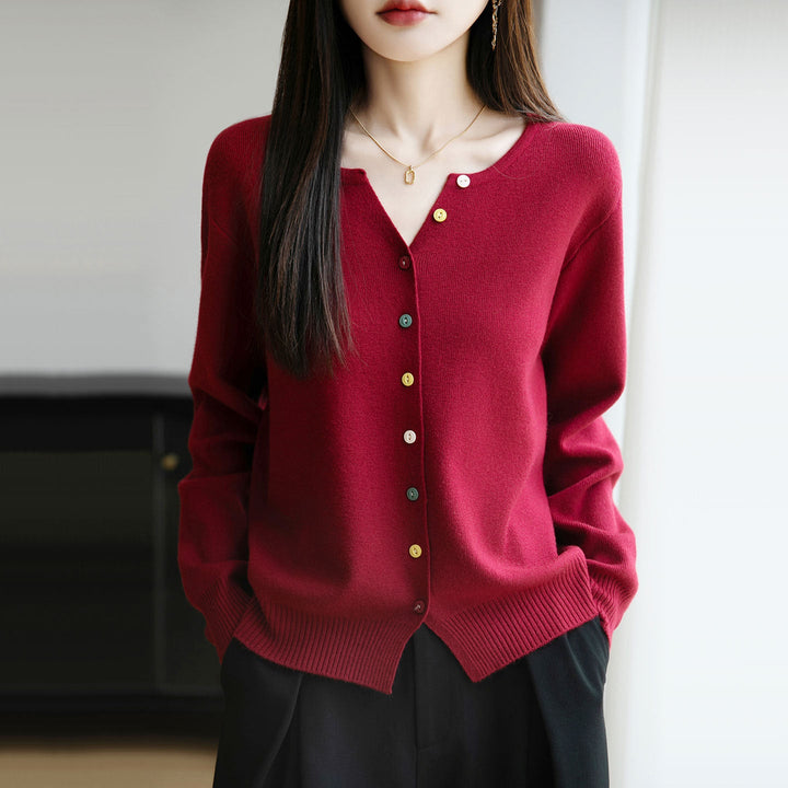 Elegant and lightweight women's cardigan with a V-neck, button-up, available in various colors