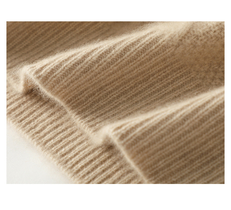 Simple and Comfortable Women's Knitted Sweater, Solid Color, Stand-Up Collar 04