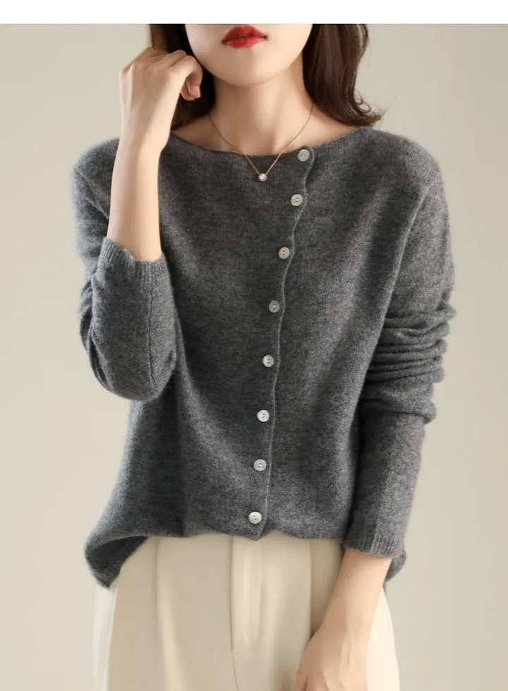 Solid Cashmere Button-Up Sweater 02