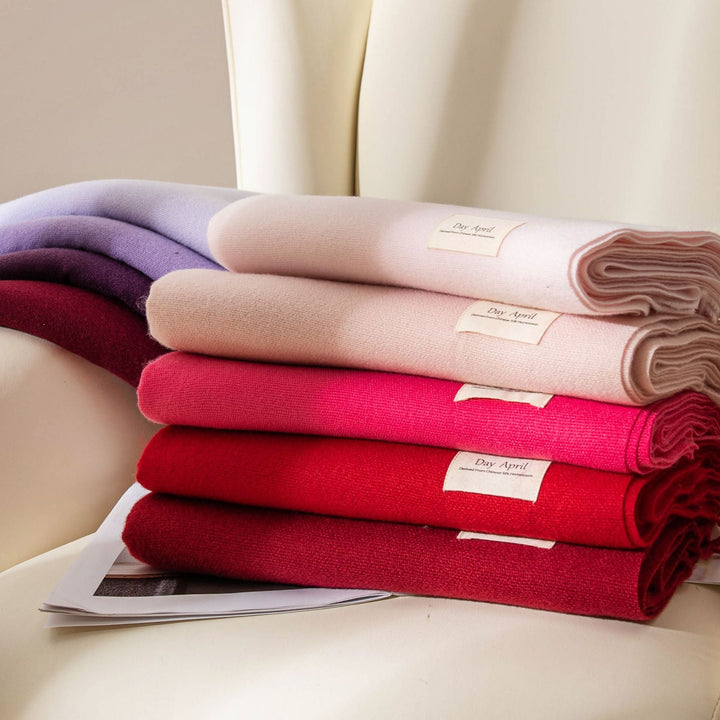 Women's Solid Color Knit Scarf, Plush with Fringes