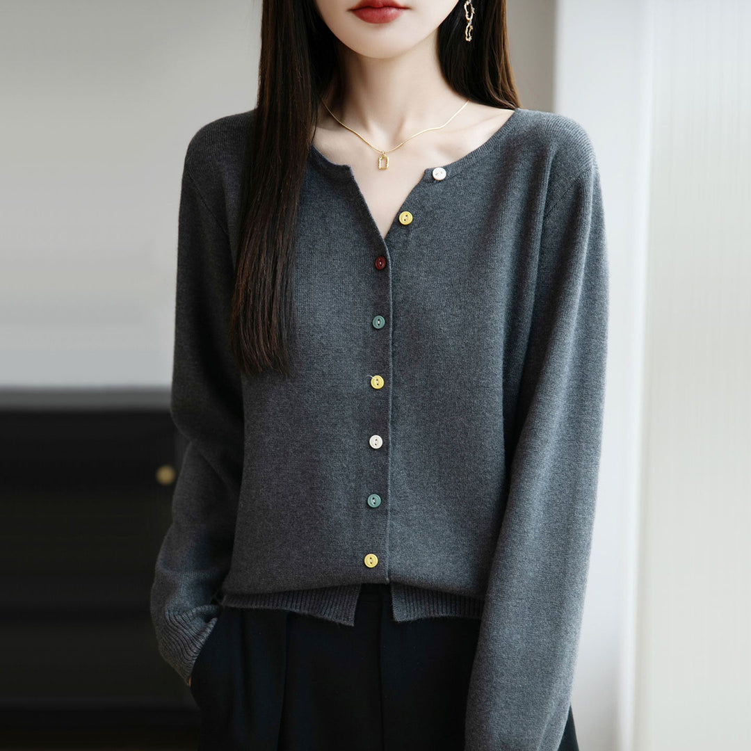 Elegant and lightweight women's cardigan with a V-neck, button-up, available in various colors