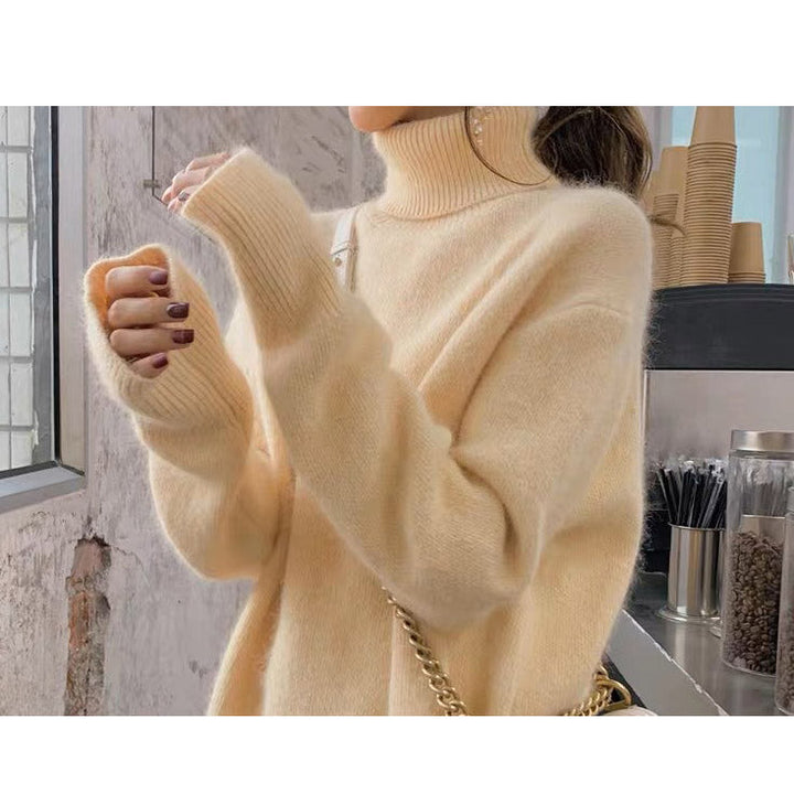 Women's solid color turtleneck sweater, designed for everyday wear