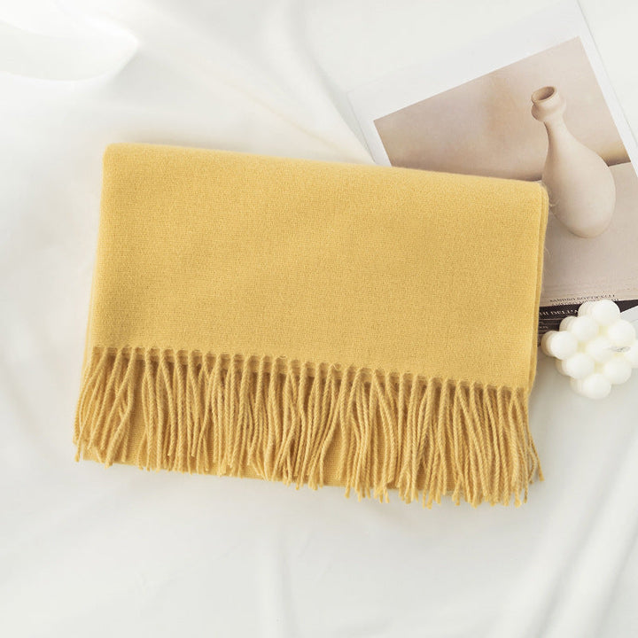 Women's Solid Color Knit Scarf, Plush with Fringes