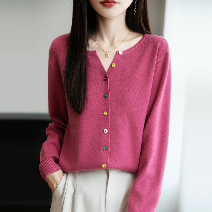 Elegant and lightweight women's cardigan with a V-neck, button-up, available in various colors