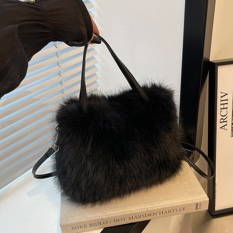 Christy | Faux Fur Handbag with Handle and Strap