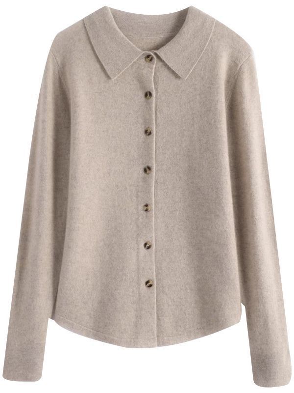 Elegant and Comfortable Sweater with Cashmere Lapels in Solid Color 03