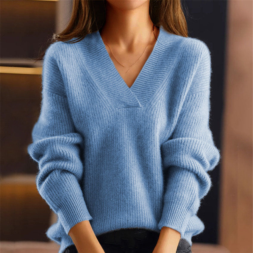 Simple and Comfortable Women's Sweater in Solid Color 02