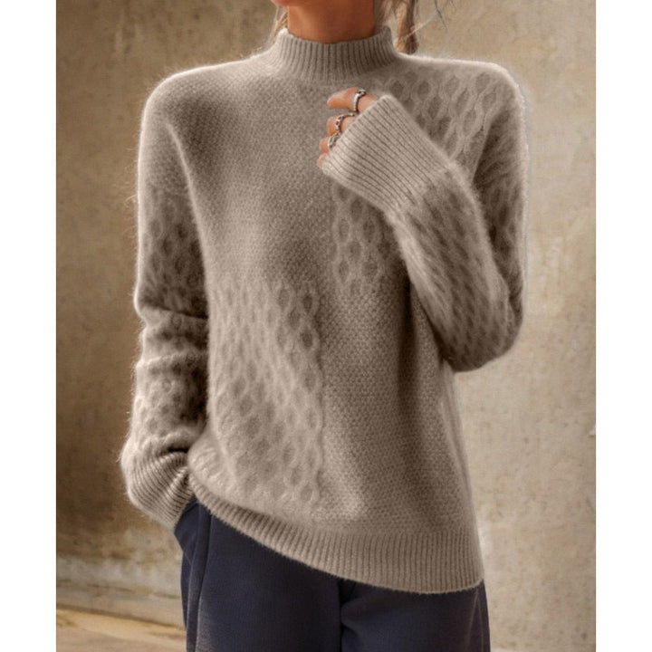 Simple and Comfortable Women's Knit Sweater, Solid Color, Stand-Up Collar