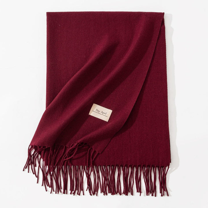 Women's Solid Color Knit Scarf, Plush with Fringes