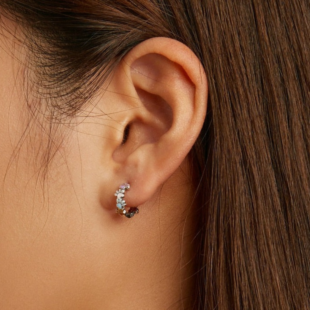 Colorful Paws Hoop Earrings in Sterling Silver 925