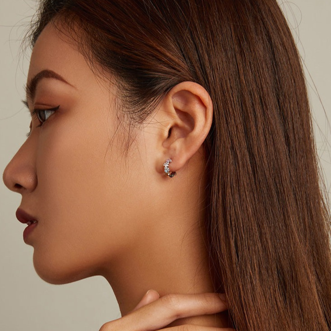 Colorful Paws Hoop Earrings in Sterling Silver 925