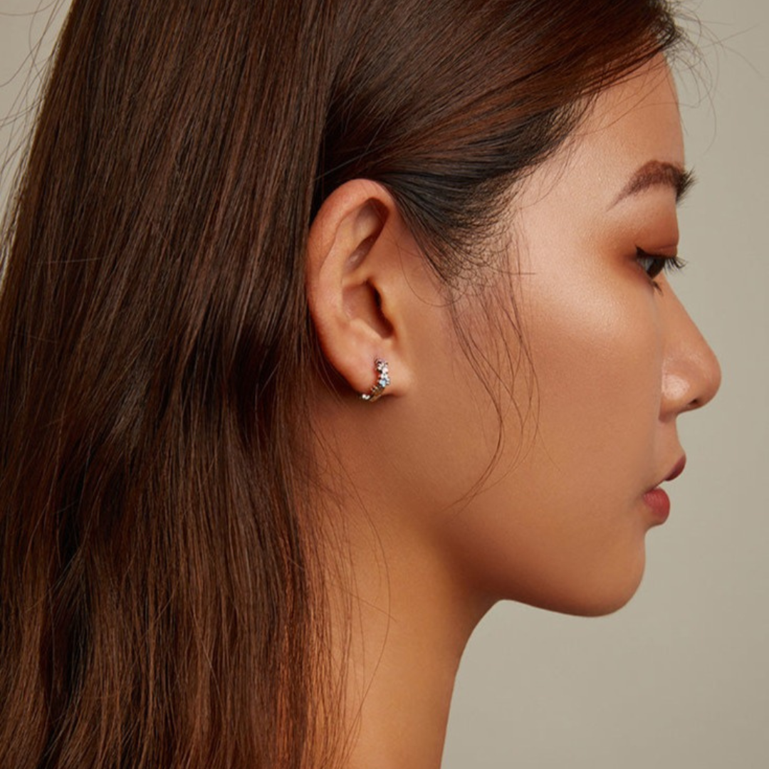 Colorful Paws Hoop Earrings in Sterling Silver 925