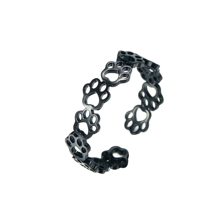 Stainless Steel Paw Ring – Adjustable Animal Motif Ring for Women