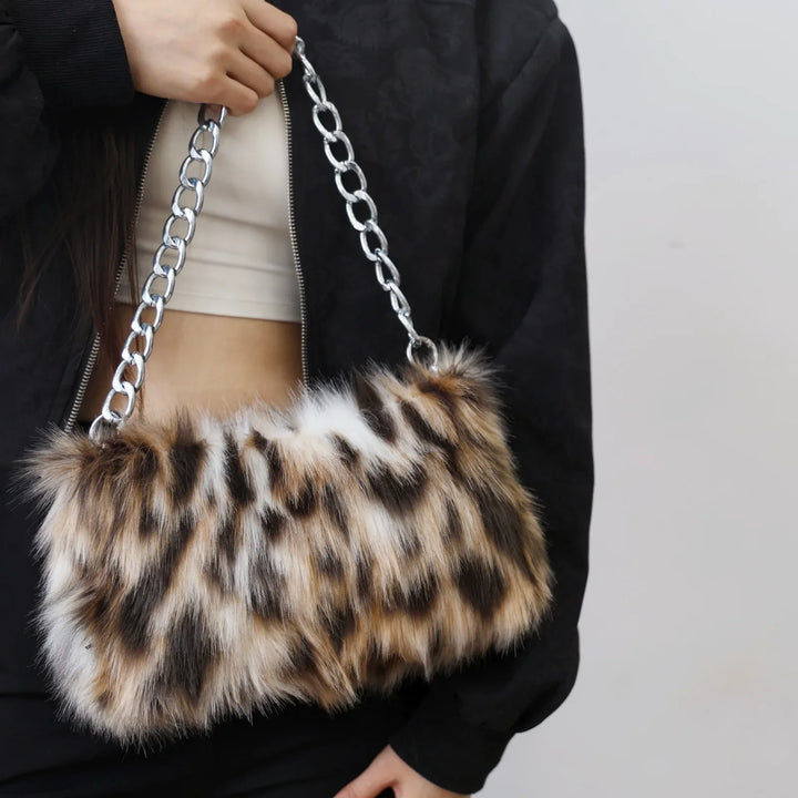 Brynn | Faux Fur Print Shoulder Bag