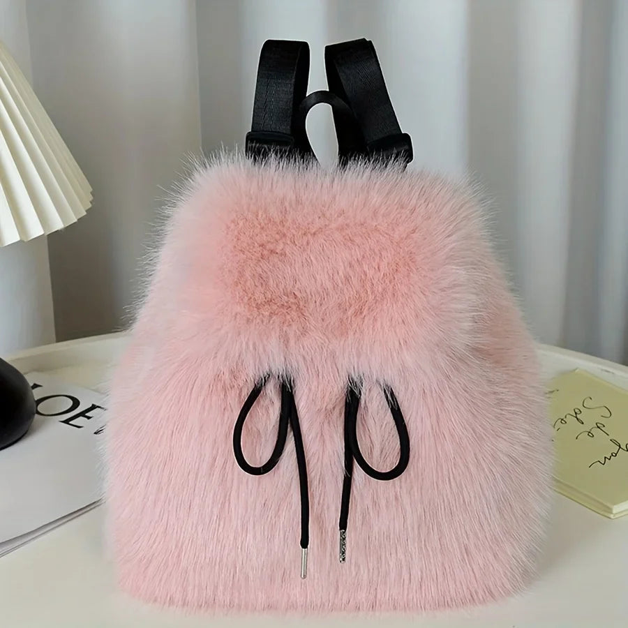 Bernice | Drawstring Backpack with Faux Fur
