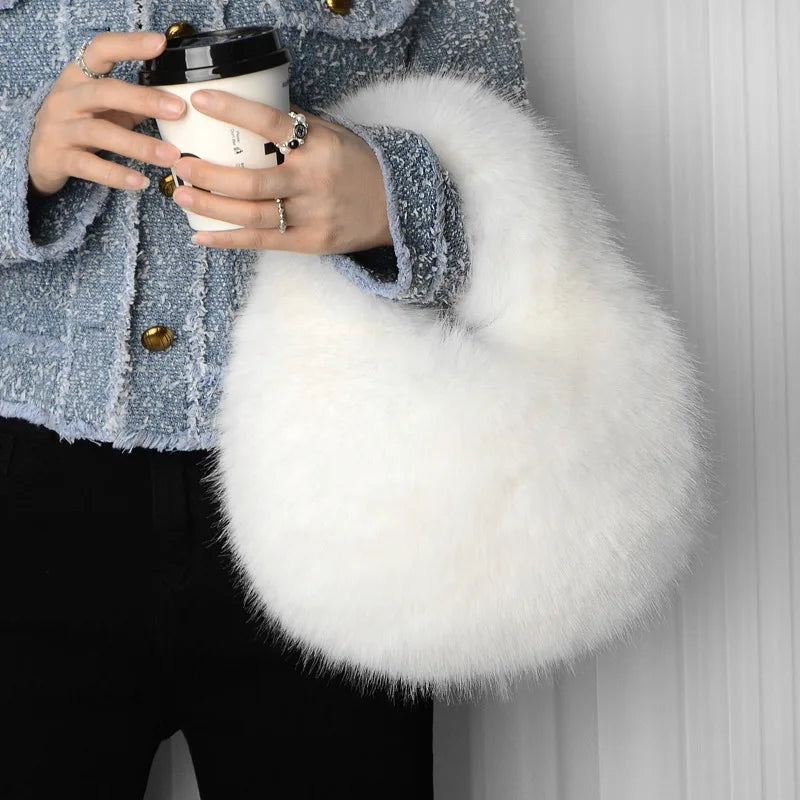 Jean | Half-Moon Shoulder Bag with Faux Fur