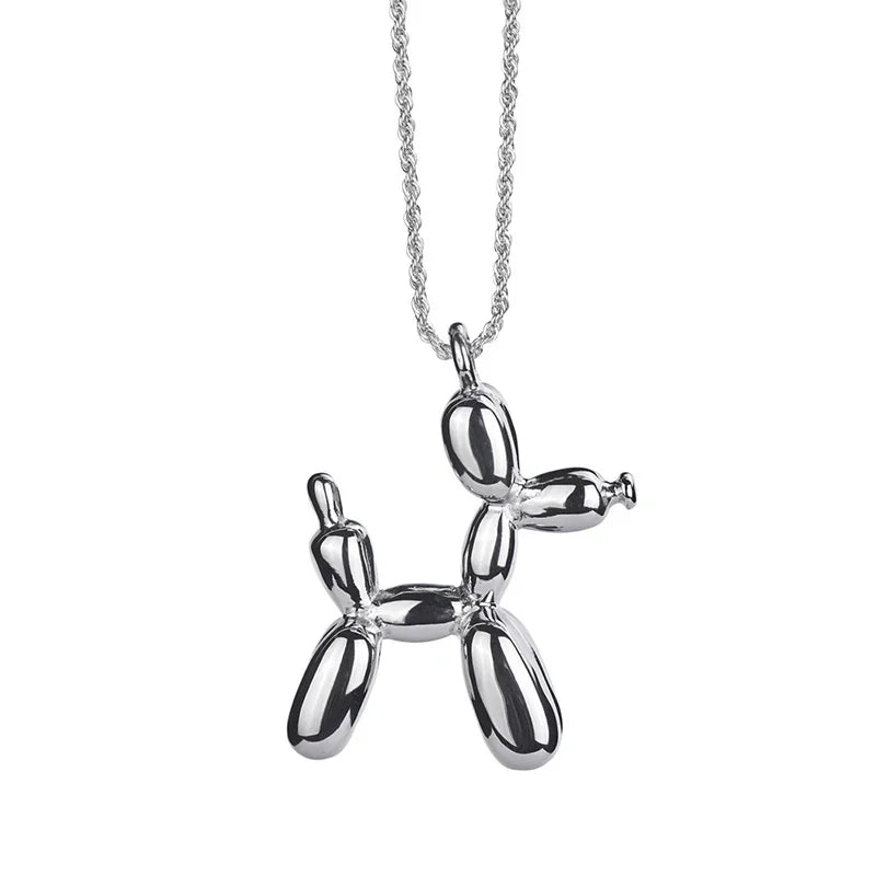 Dog Balloon Necklace – Playful Women's Jewelry with Animal Pendant in Golden Look
