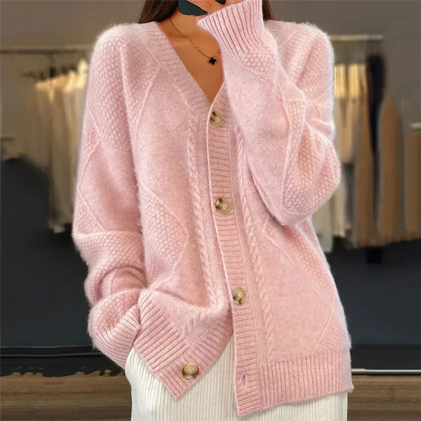 Women's Solid Color Cardigan Sweater for Everyday Wear