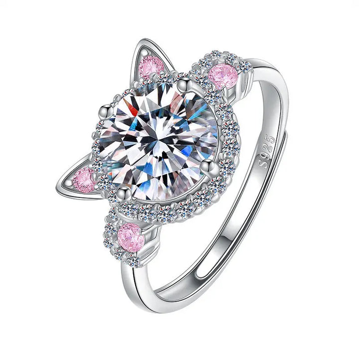 Adjustable Cat Ring with Zirconia – Cute Women's Ring
