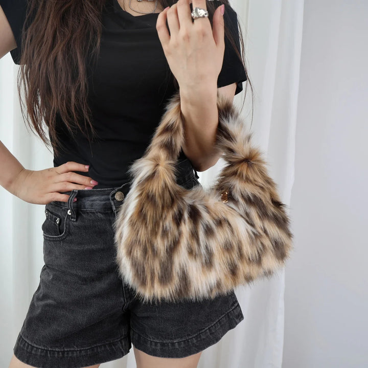 Mabel | Plush Faux Fur Hobo Shoulder Bag