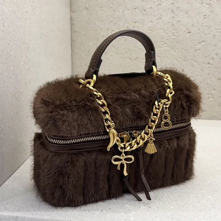 Courtney | Mini Box Shoulder Bag in Faux Fur