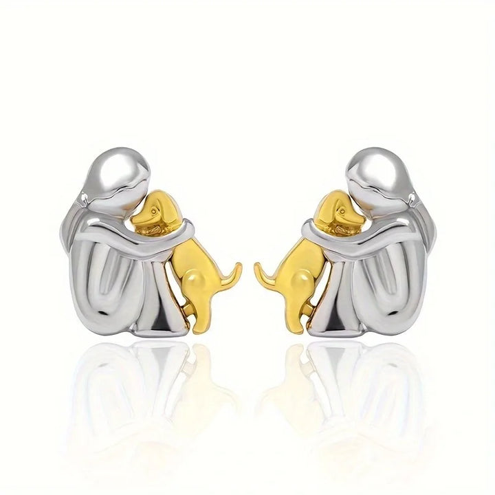 Double-Toned Bear Earrings in Silver and Gold