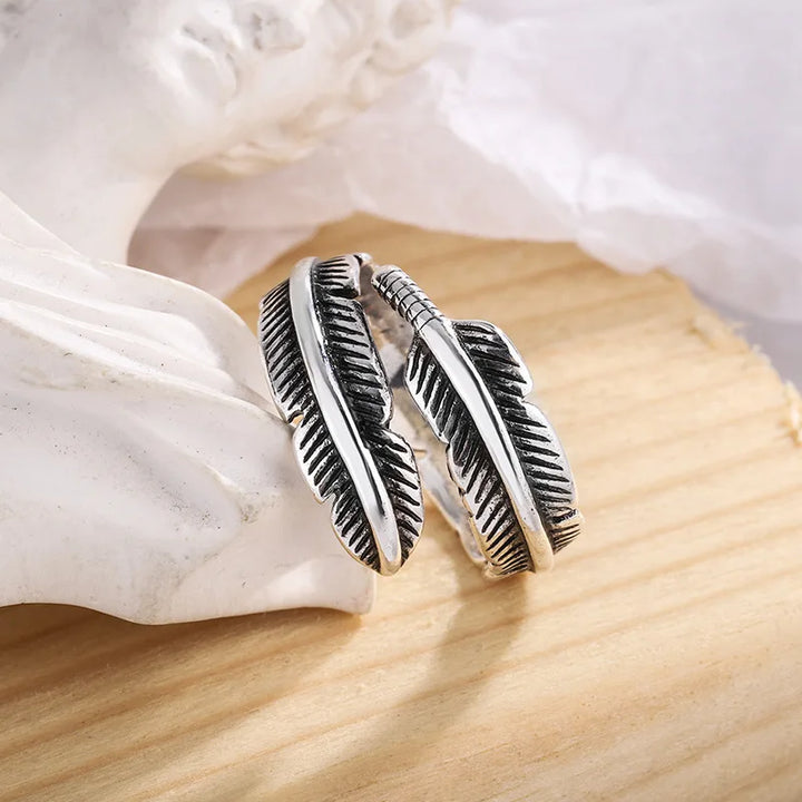 Adjustable Ring with Angel Feather