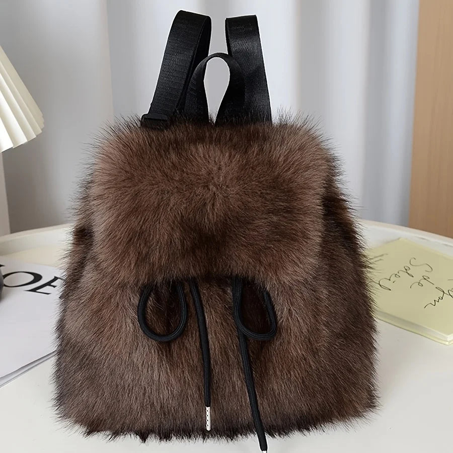Bernice | Drawstring Backpack with Faux Fur