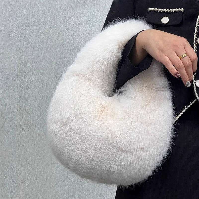 Jean | Half-Moon Shoulder Bag with Faux Fur