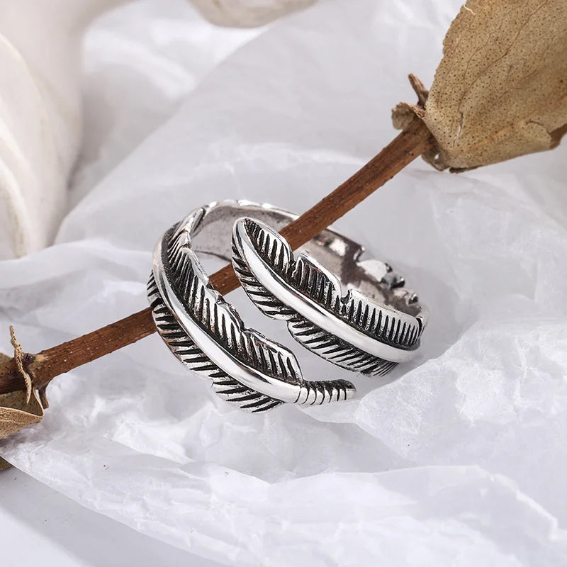 Adjustable Ring with Angel Feather