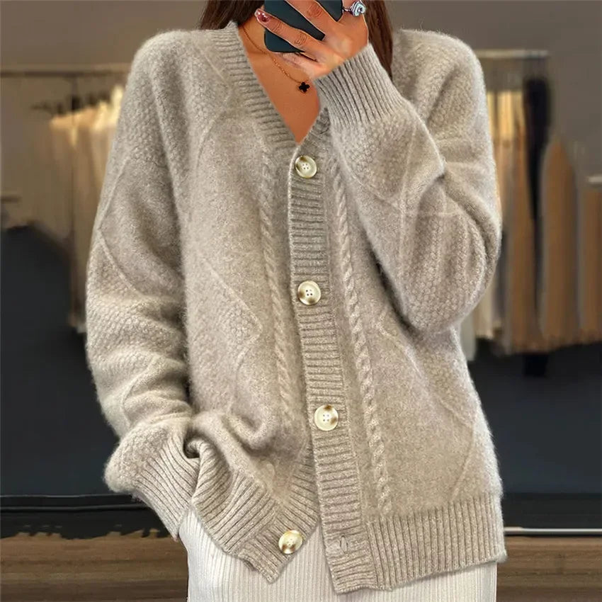 Women's Solid Color Cardigan Sweater for Everyday Wear