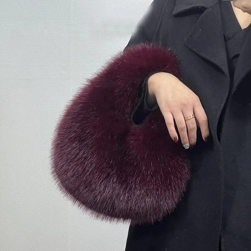 Jean | Half-Moon Shoulder Bag with Faux Fur