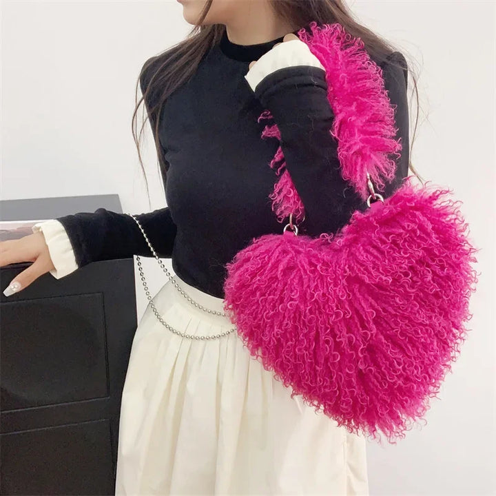 Amélie | Heart-Shaped Plush Shoulder Bag