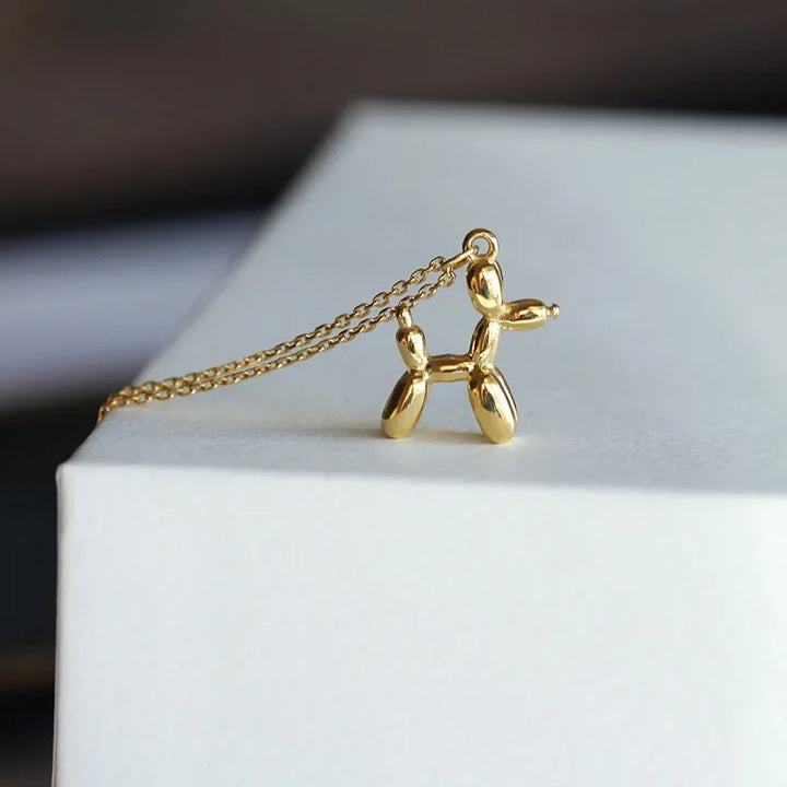 Dog Balloon Necklace – Playful Women's Jewelry with Animal Pendant in Golden Look