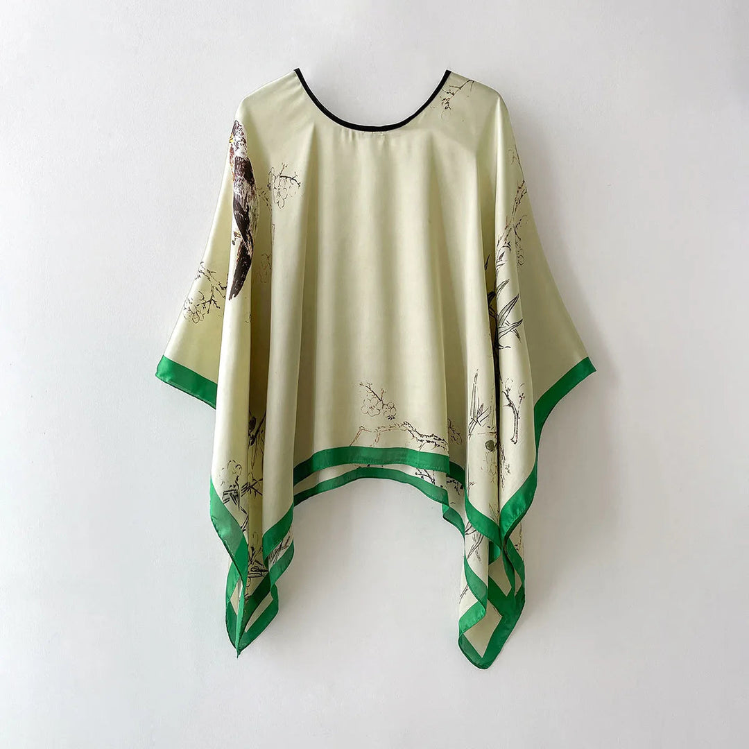 Women's Summer Silk Shawl Blouse