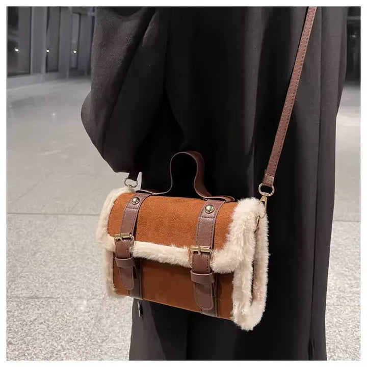 Harper | Plush Faux-Fur Flap Shoulder Bag