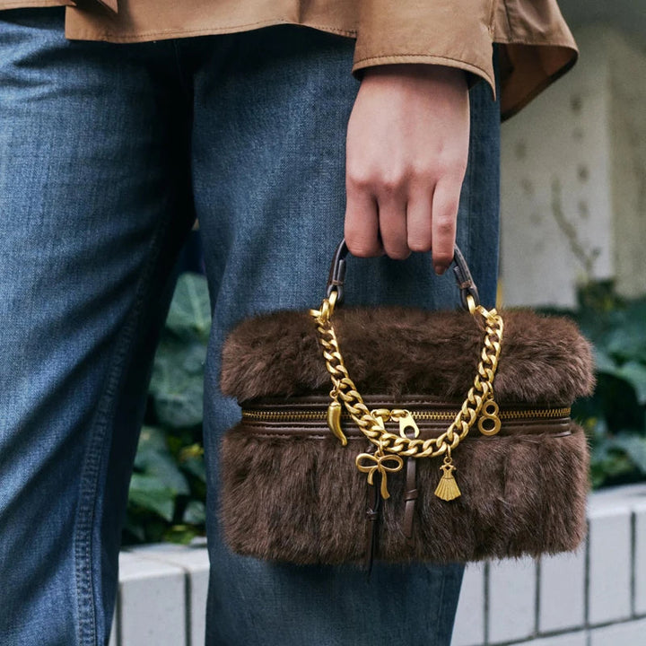 Courtney | Mini Box Shoulder Bag in Faux Fur