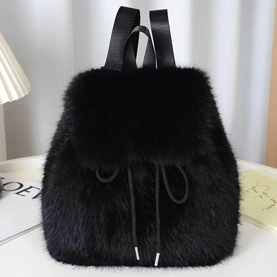 Bernice | Drawstring Backpack with Faux Fur