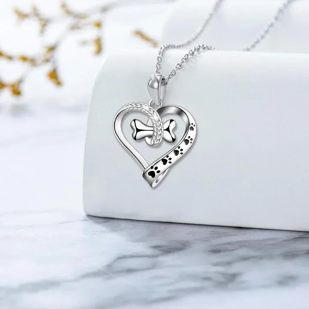 Dog Paw, Heart, and Bone Jewelry Set – 2-Piece Set