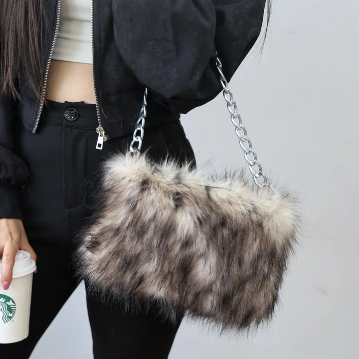 Brynn | Faux Fur Print Shoulder Bag