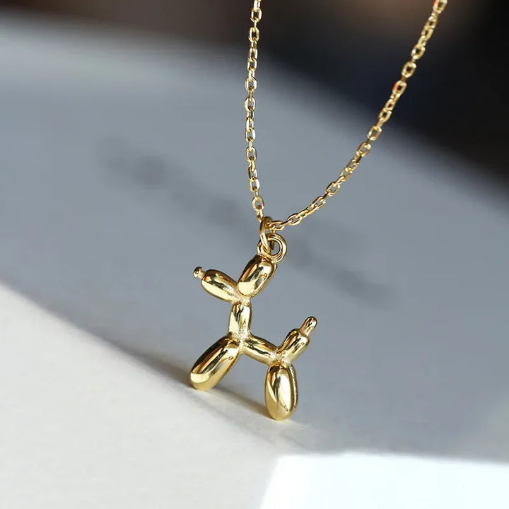 Dog Balloon Necklace – Playful Women's Jewelry with Animal Pendant in Golden Look