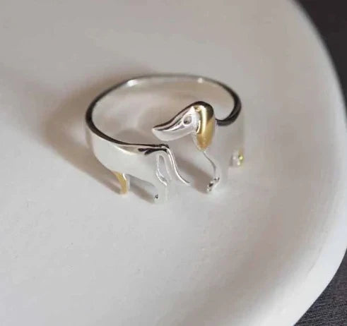adjustable ring with dachshund – handcrafted animal jewelry for women