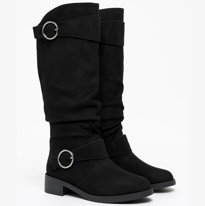 Suede Buckle Boots