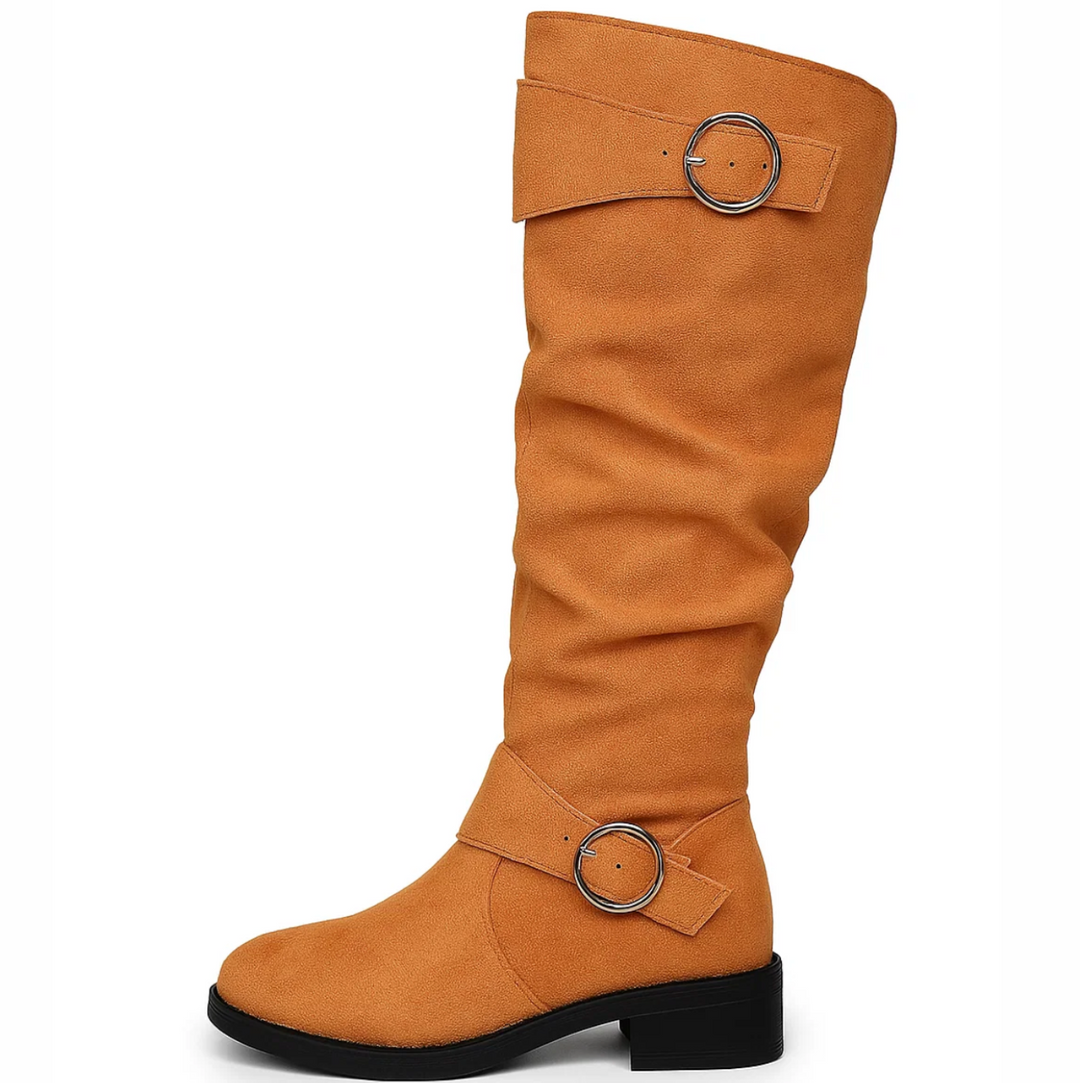 Suede Buckle Boots
