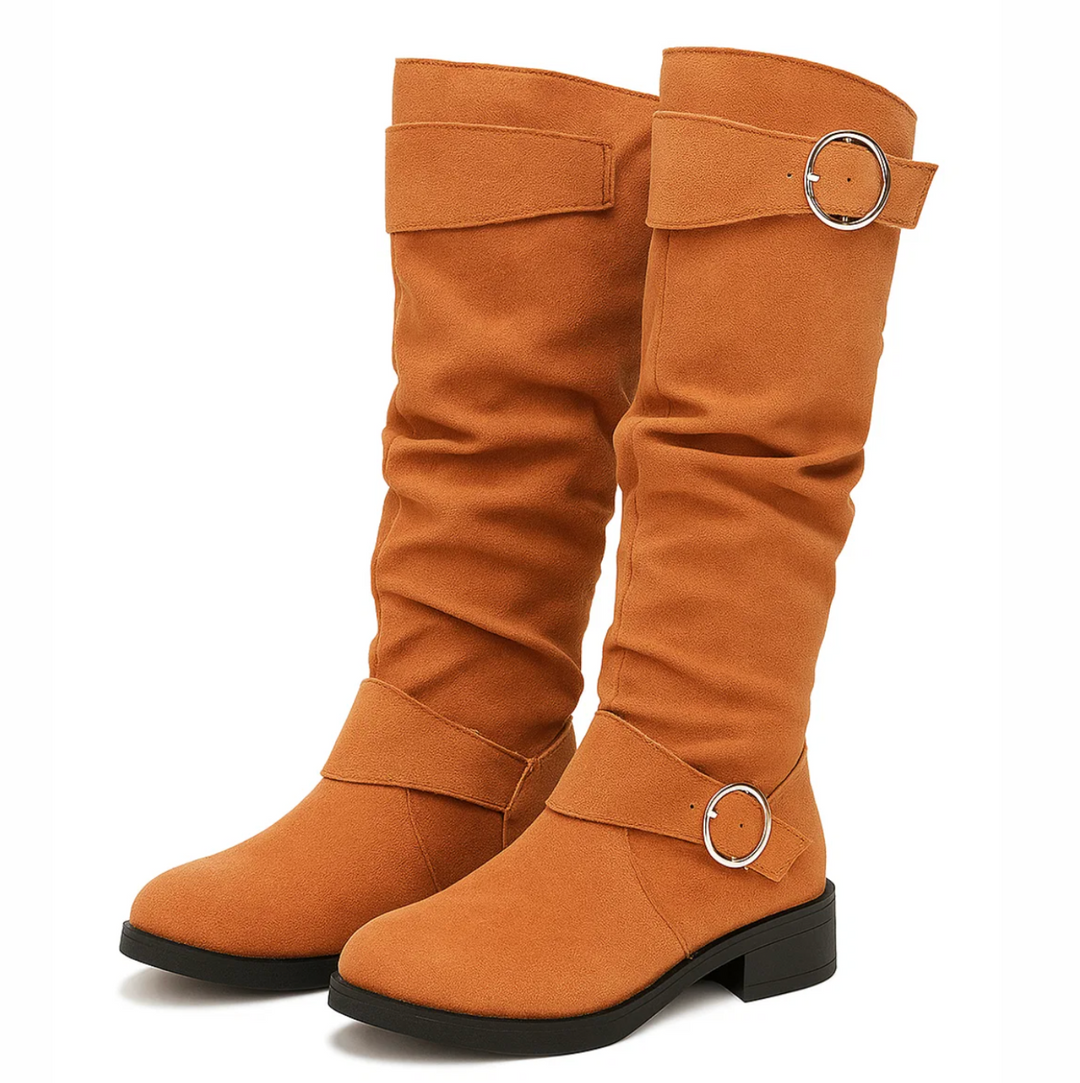 Suede Buckle Boots