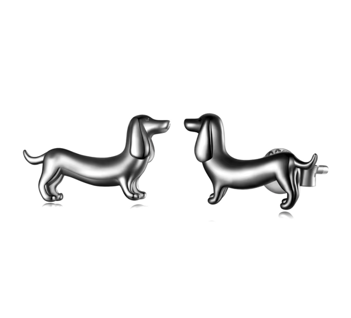 Wiener Dog Earrings in 925 Silver